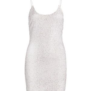Alice and Olivia Nelle White Sequin Mini Dress in size 2 NWT